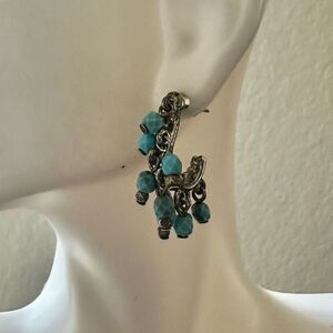Avon faux turquoise beaded hoop earrings